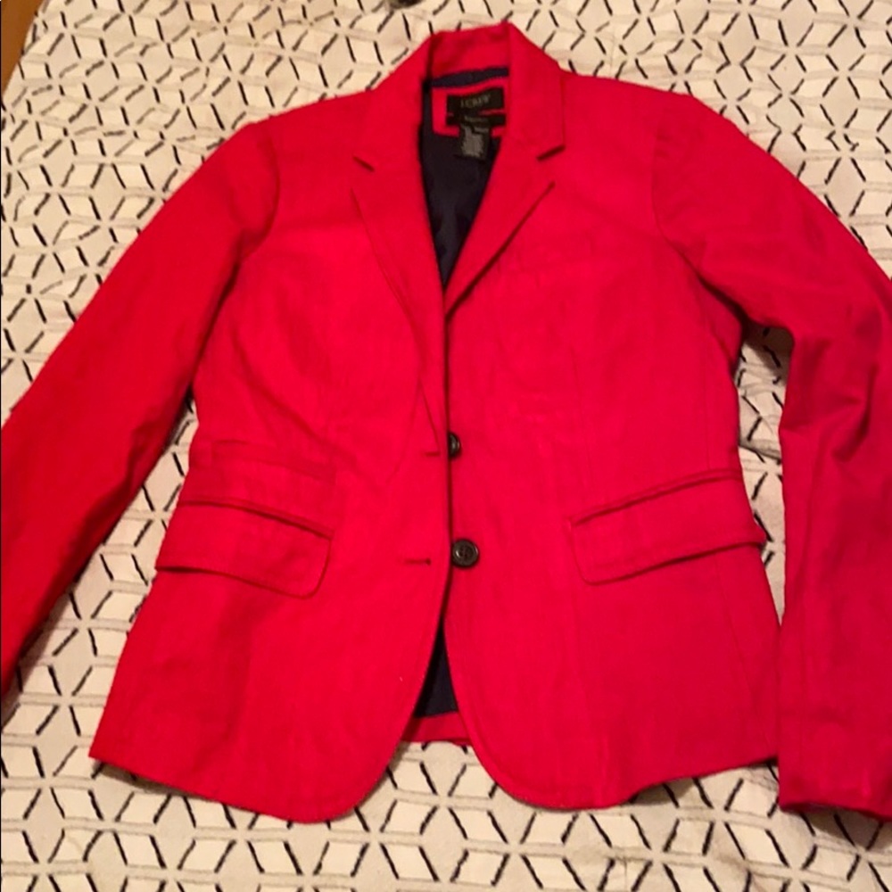 Red denim blazer
